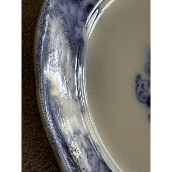 Vintage Flow Blue John Maddock & Sons- England Royal Fine Roseville Plate 9 7/8” - Picture 10 of 13